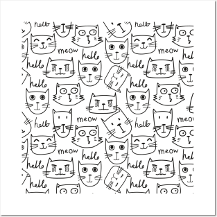Cute cat pattern for cat lovers Posters and Art